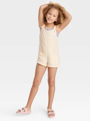 Kids Girl Striped Romper,Orange
