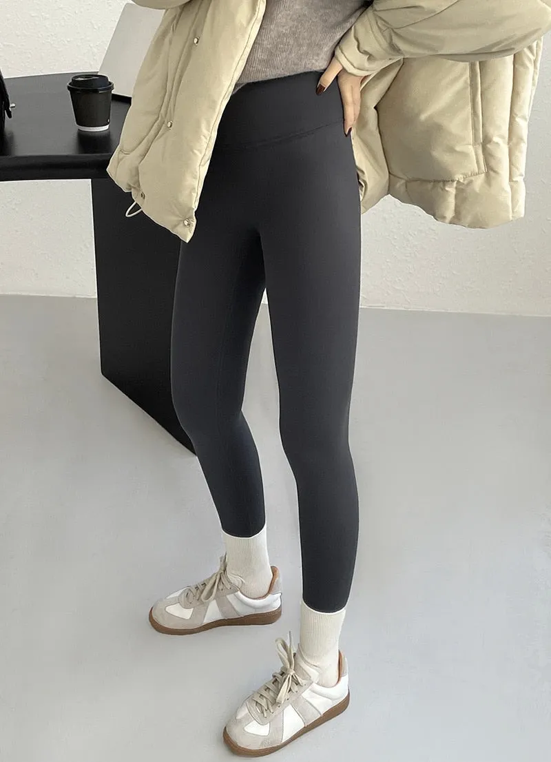 [Korean Style] High Rise Tummy Control Fleeced Legging