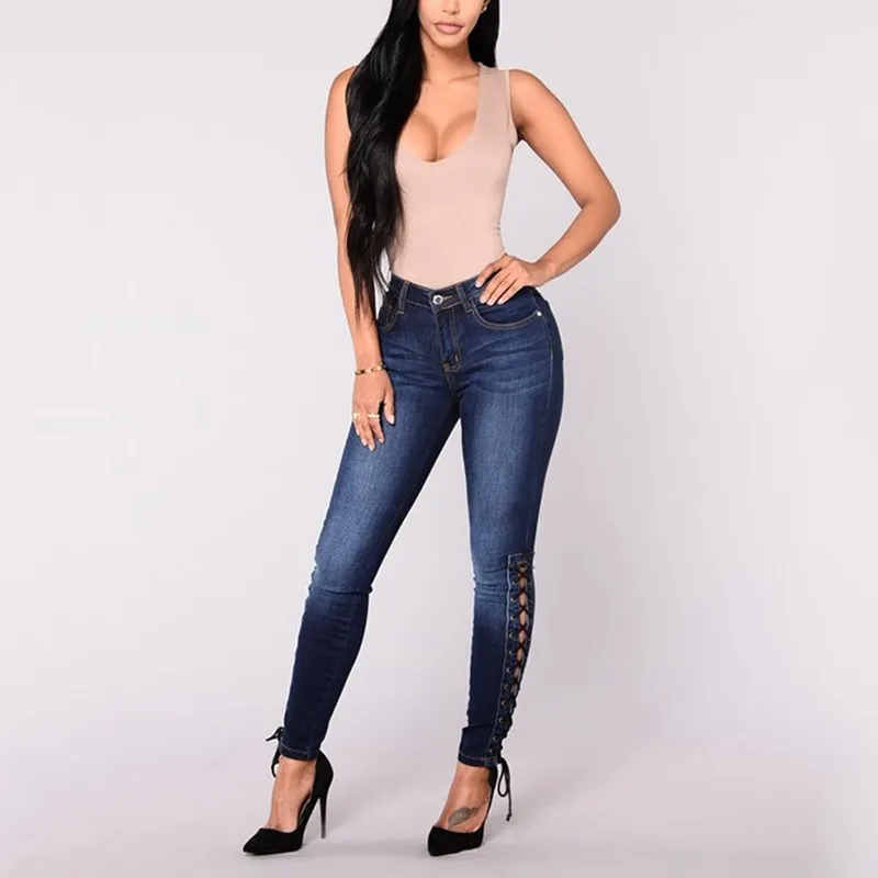 Lace Up Jeans