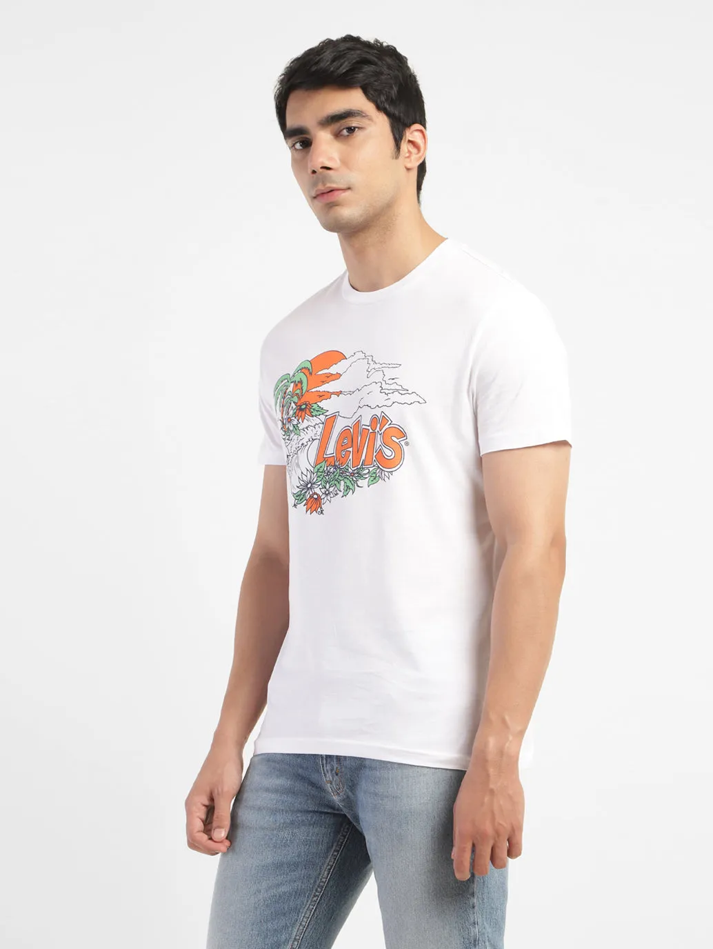 Men's Graphic Print Slim Fit T-shirt White
