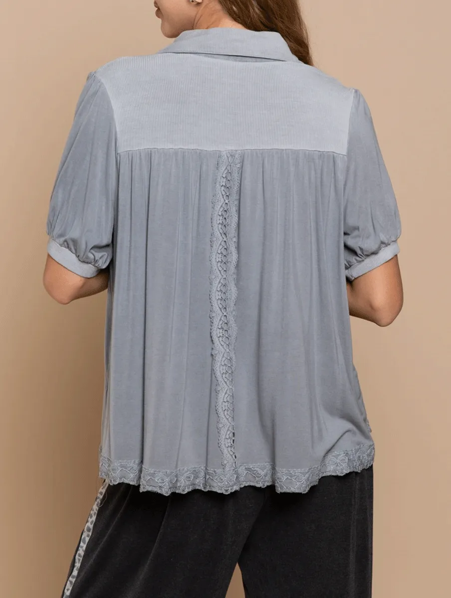Midnight Blues Button Up Top