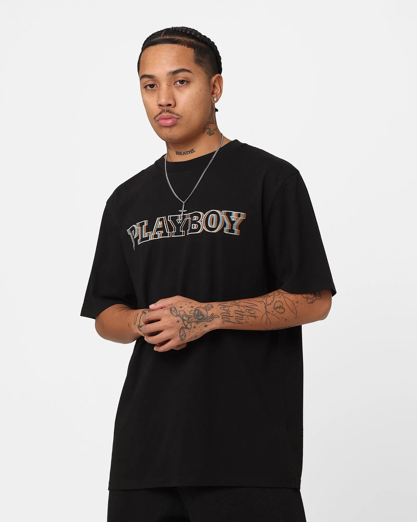 Playboy Floral Bunny Trip Short Sleeve T-Shirt Black