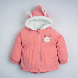Playful Pink Quilted Jacket with Faux Fur Hood 7231