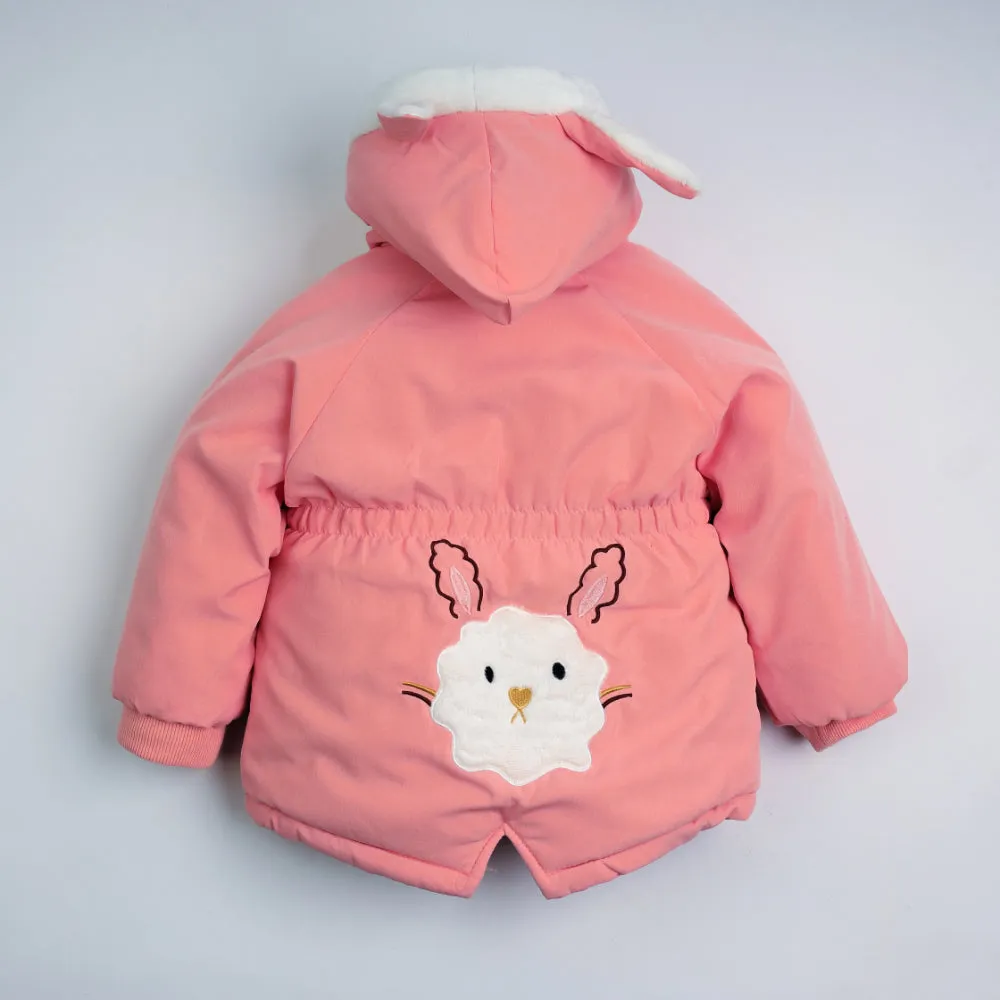 Playful Pink Quilted Jacket with Faux Fur Hood 7231