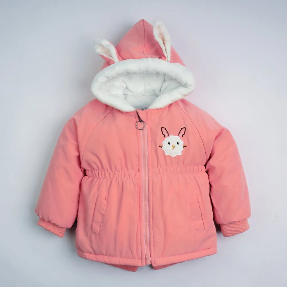 Playful Pink Quilted Jacket with Faux Fur Hood 7231