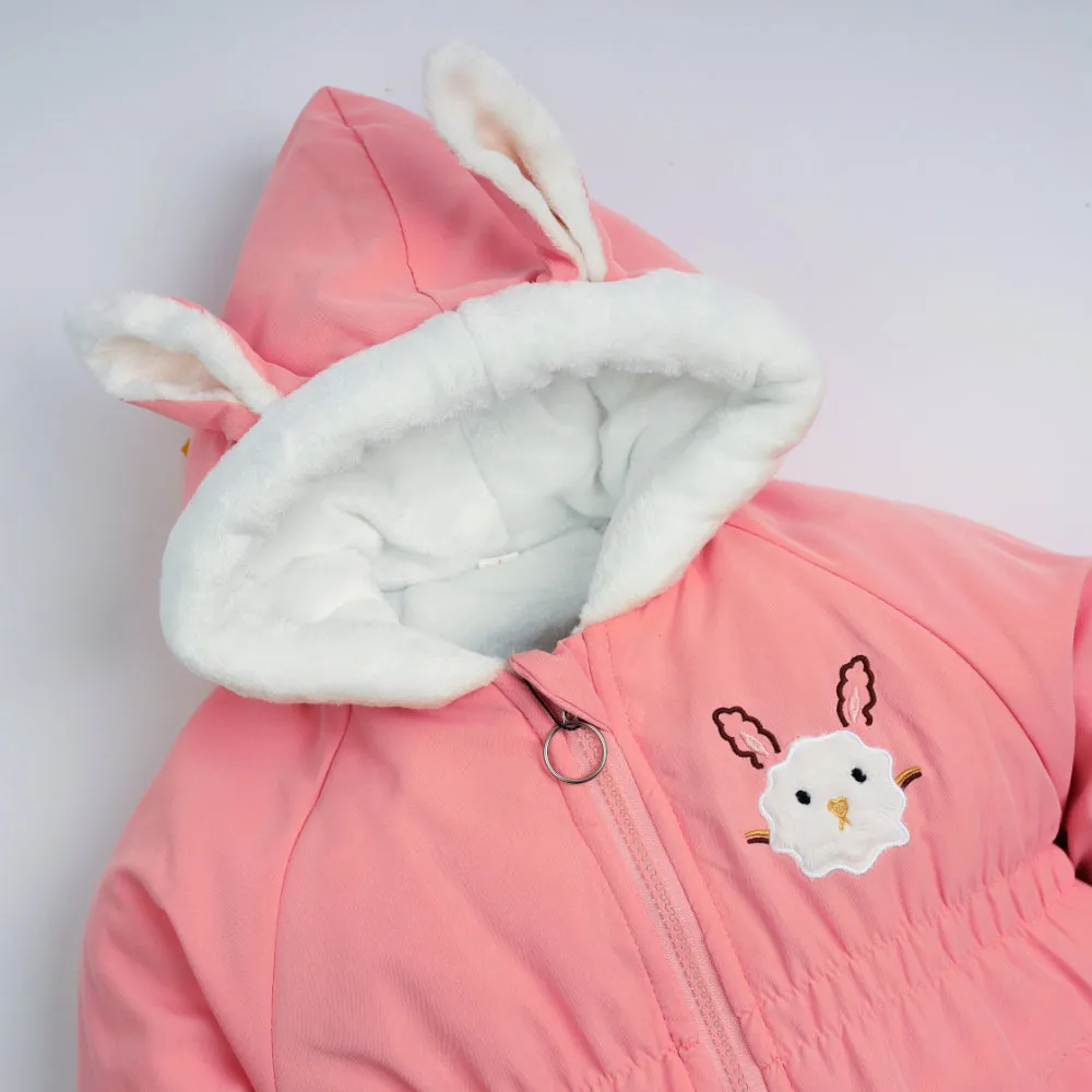 Playful Pink Quilted Jacket with Faux Fur Hood 7231