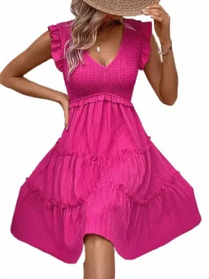 Pretty In Pink V-Neck Sleeveless Dress