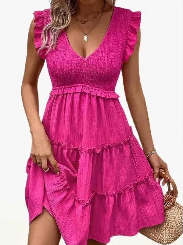 Pretty In Pink V-Neck Sleeveless Dress