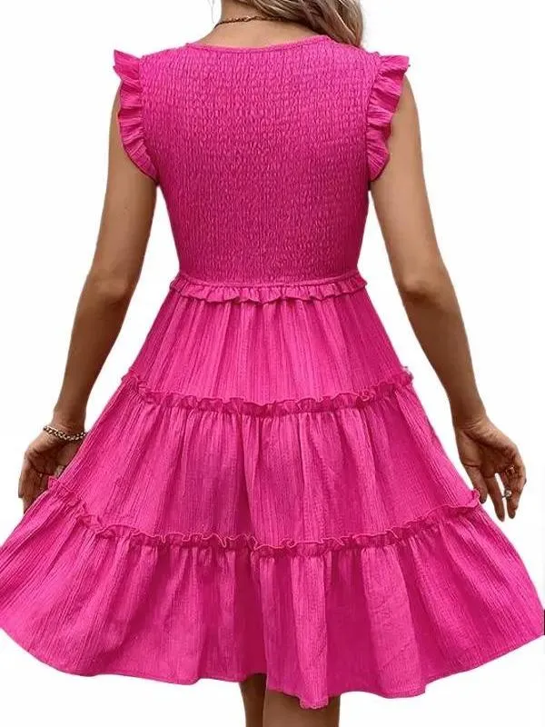 Pretty In Pink V-Neck Sleeveless Dress