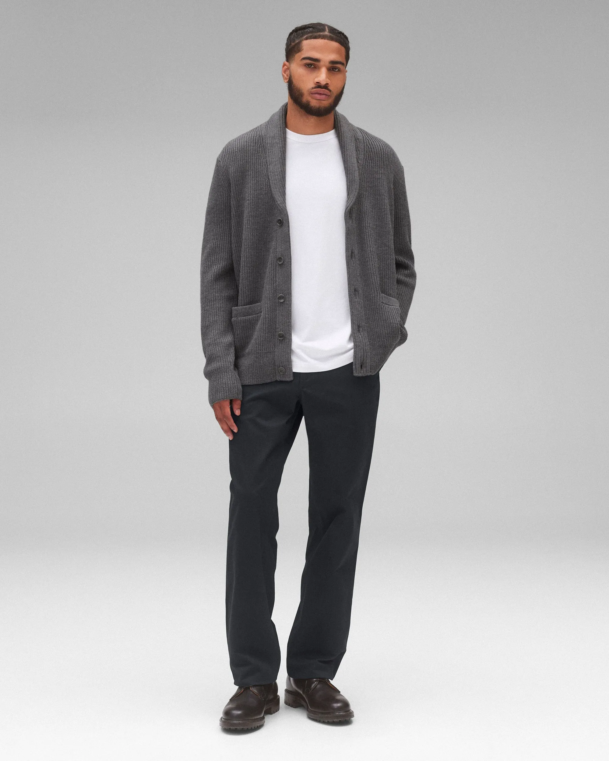 REIGNING CHAMP MERINO RIB VINNIE SHAWL CARDIGAN - 2 COLORS