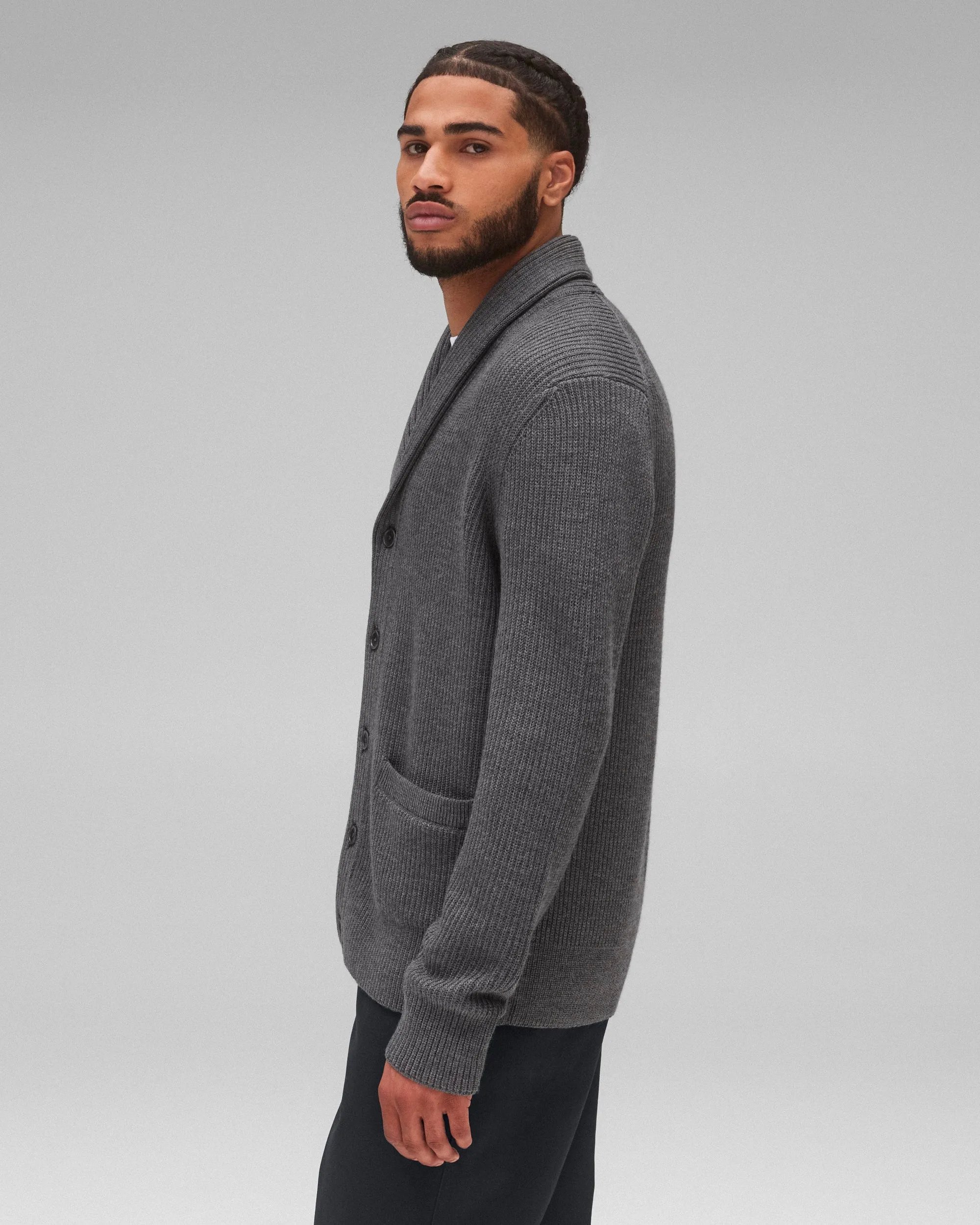 REIGNING CHAMP MERINO RIB VINNIE SHAWL CARDIGAN - 2 COLORS