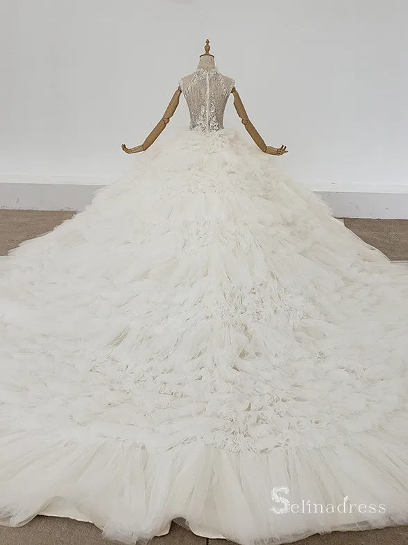 Selinadress illusion Princess Wedding Dress Star Network Luxury Wedding Gowns SDW003