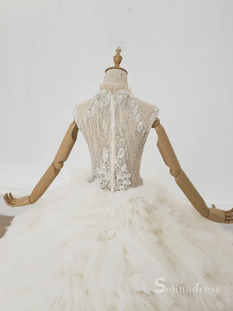 Selinadress illusion Princess Wedding Dress Star Network Luxury Wedding Gowns SDW003