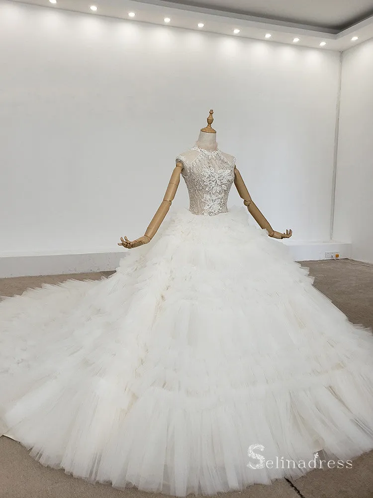 Selinadress illusion Princess Wedding Dress Star Network Luxury Wedding Gowns SDW003