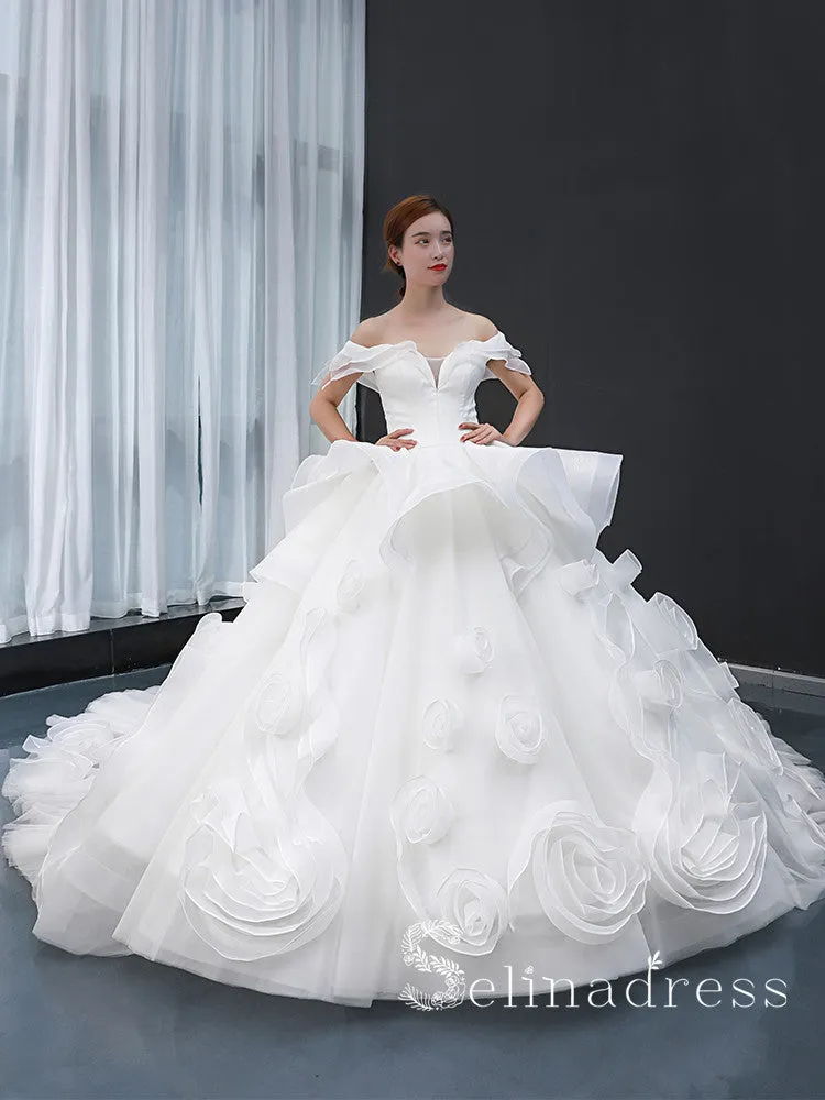 Selinadress Off-the-shoulder White Ball Gown Wedding Dress Luxury Bridal Gowns SPL66956