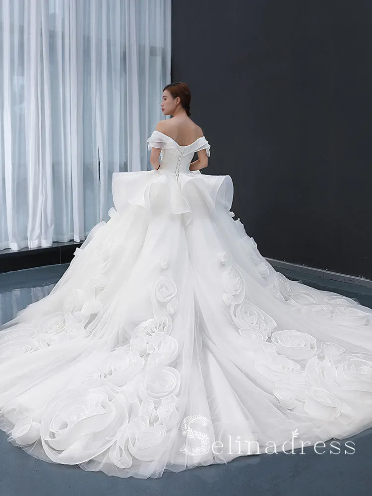 Selinadress Off-the-shoulder White Ball Gown Wedding Dress Luxury Bridal Gowns SPL66956