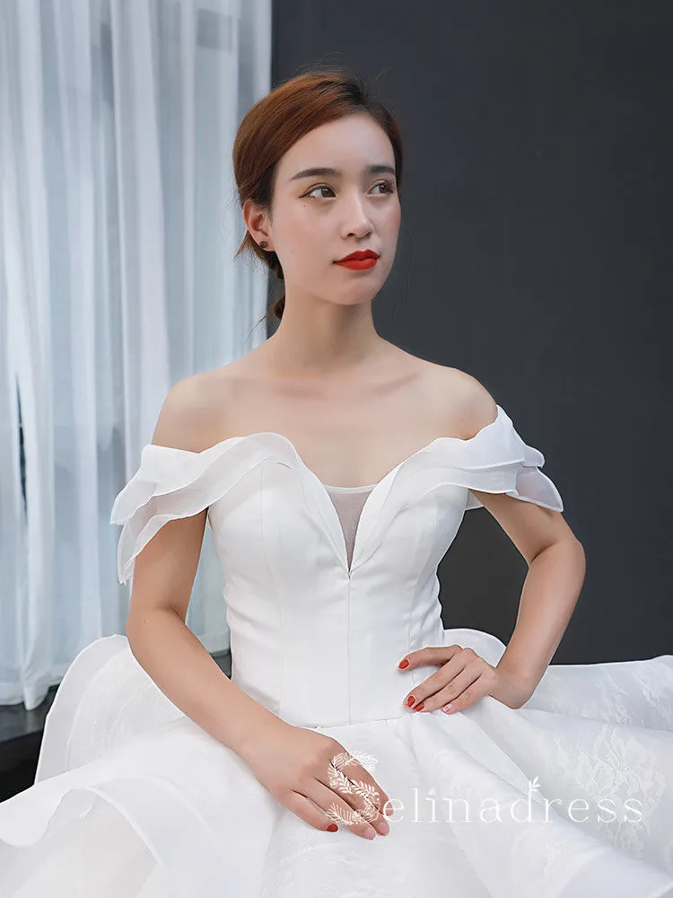 Selinadress Off-the-shoulder White Ball Gown Wedding Dress Luxury Bridal Gowns SPL66956