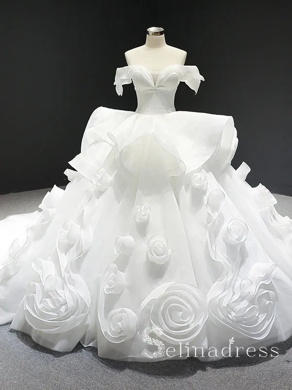 Selinadress Off-the-shoulder White Ball Gown Wedding Dress Luxury Bridal Gowns SPL66956