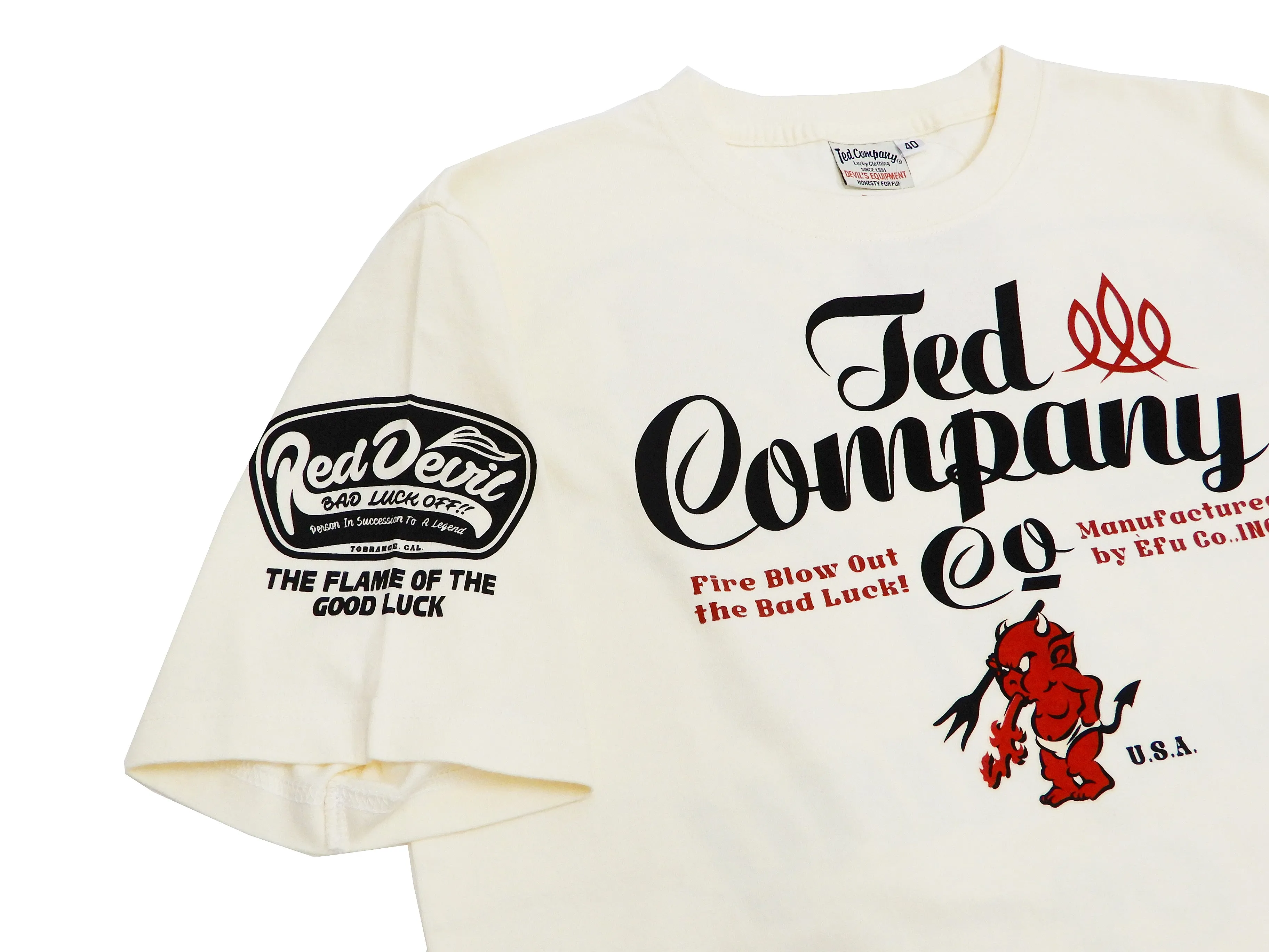 Tedman T-Shirt Men's Lucky Devil Graphic Short Sleeve Tee TDSS-535 Off-White