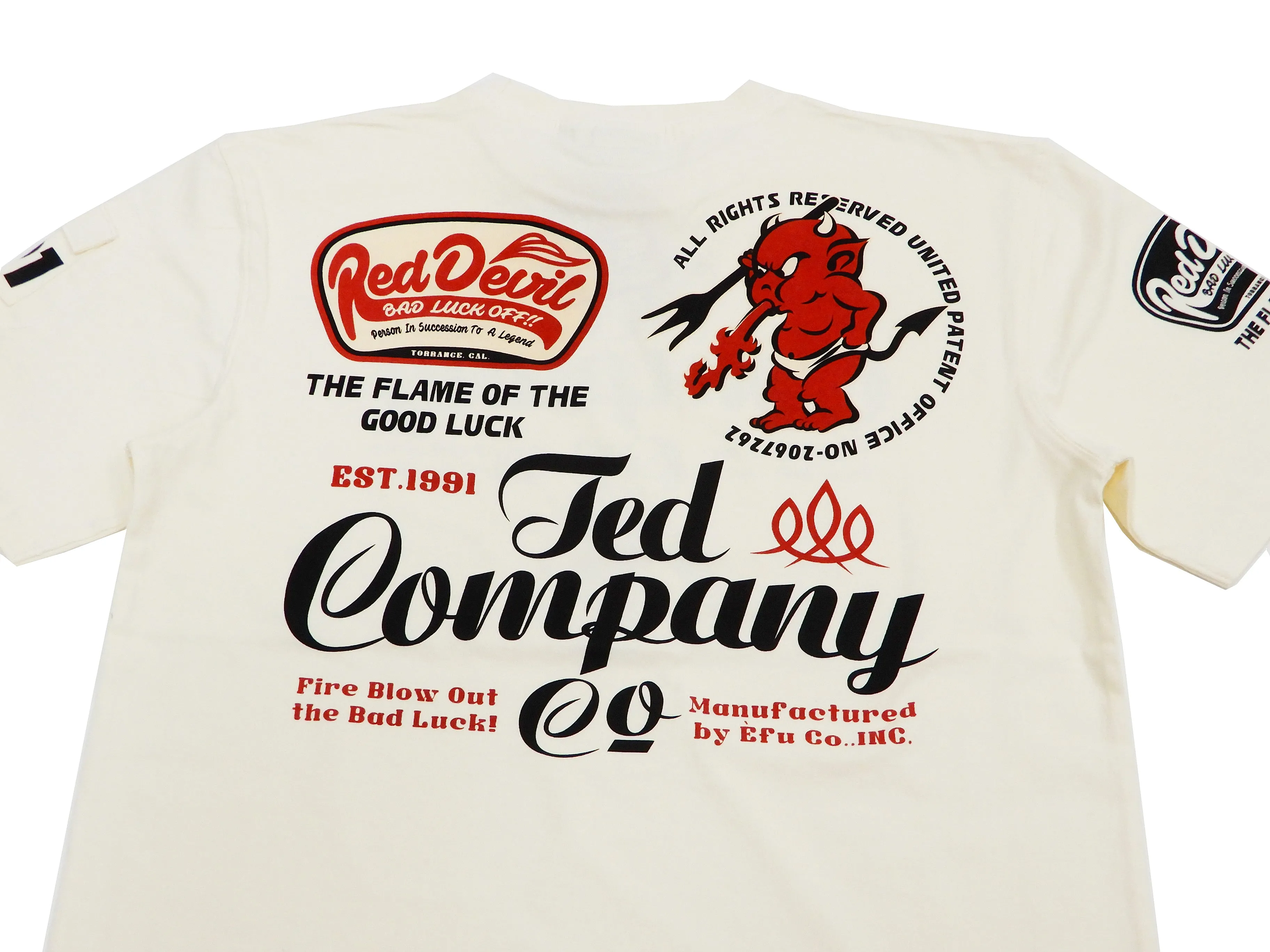Tedman T-Shirt Men's Lucky Devil Graphic Short Sleeve Tee TDSS-535 Off-White