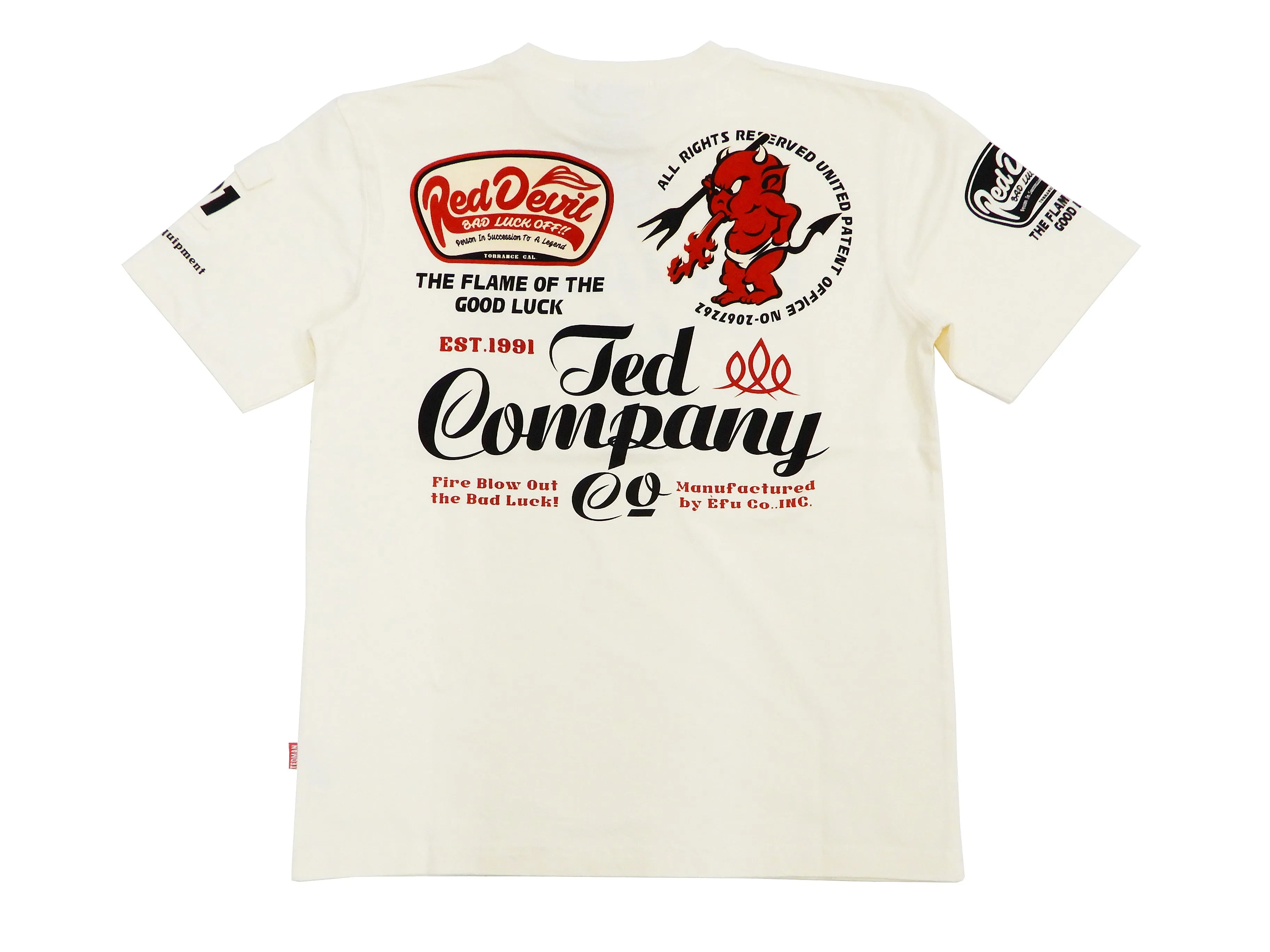 Tedman T-Shirt Men's Lucky Devil Graphic Short Sleeve Tee TDSS-535 Off-White