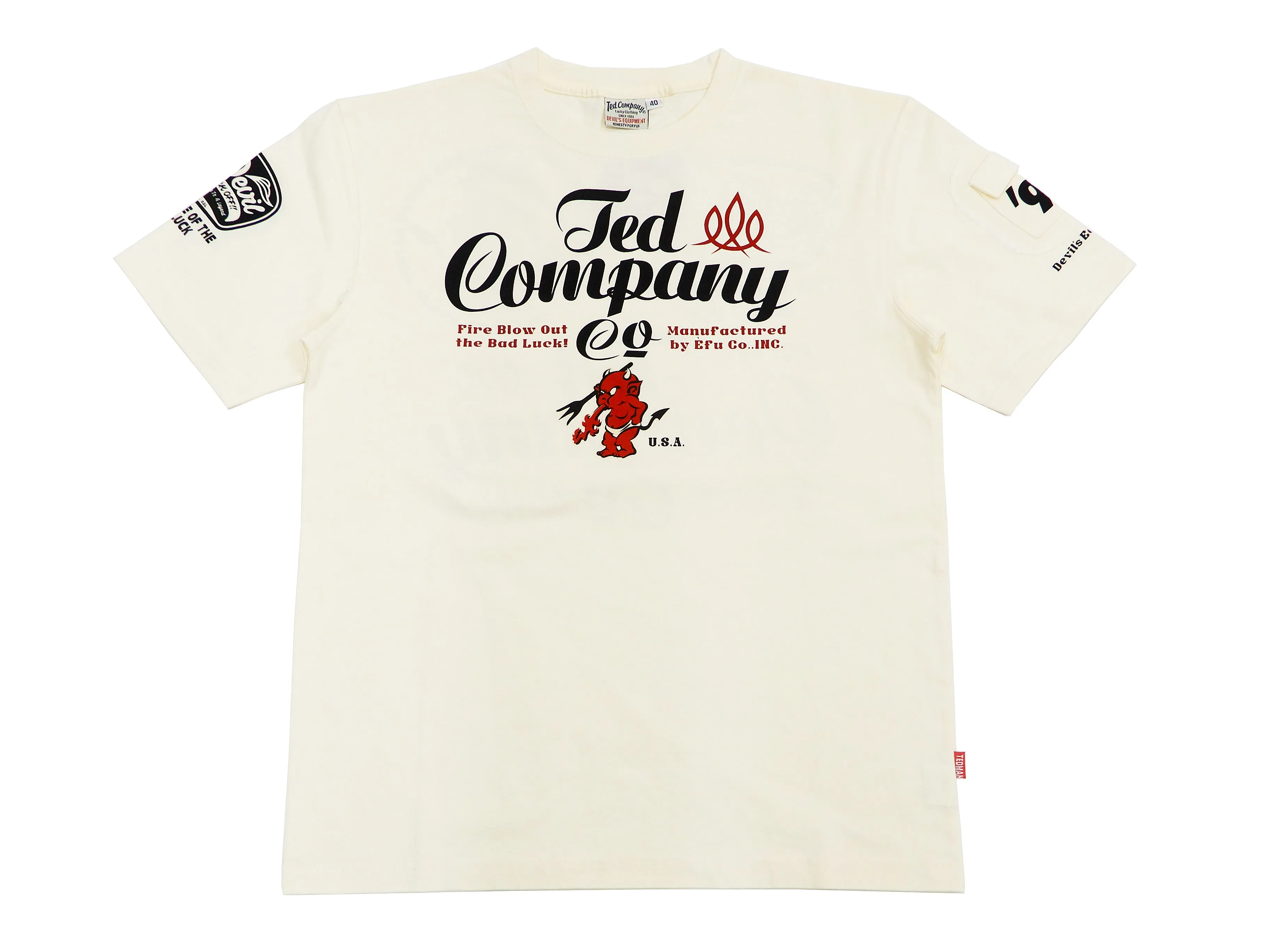 Tedman T-Shirt Men's Lucky Devil Graphic Short Sleeve Tee TDSS-535 Off-White