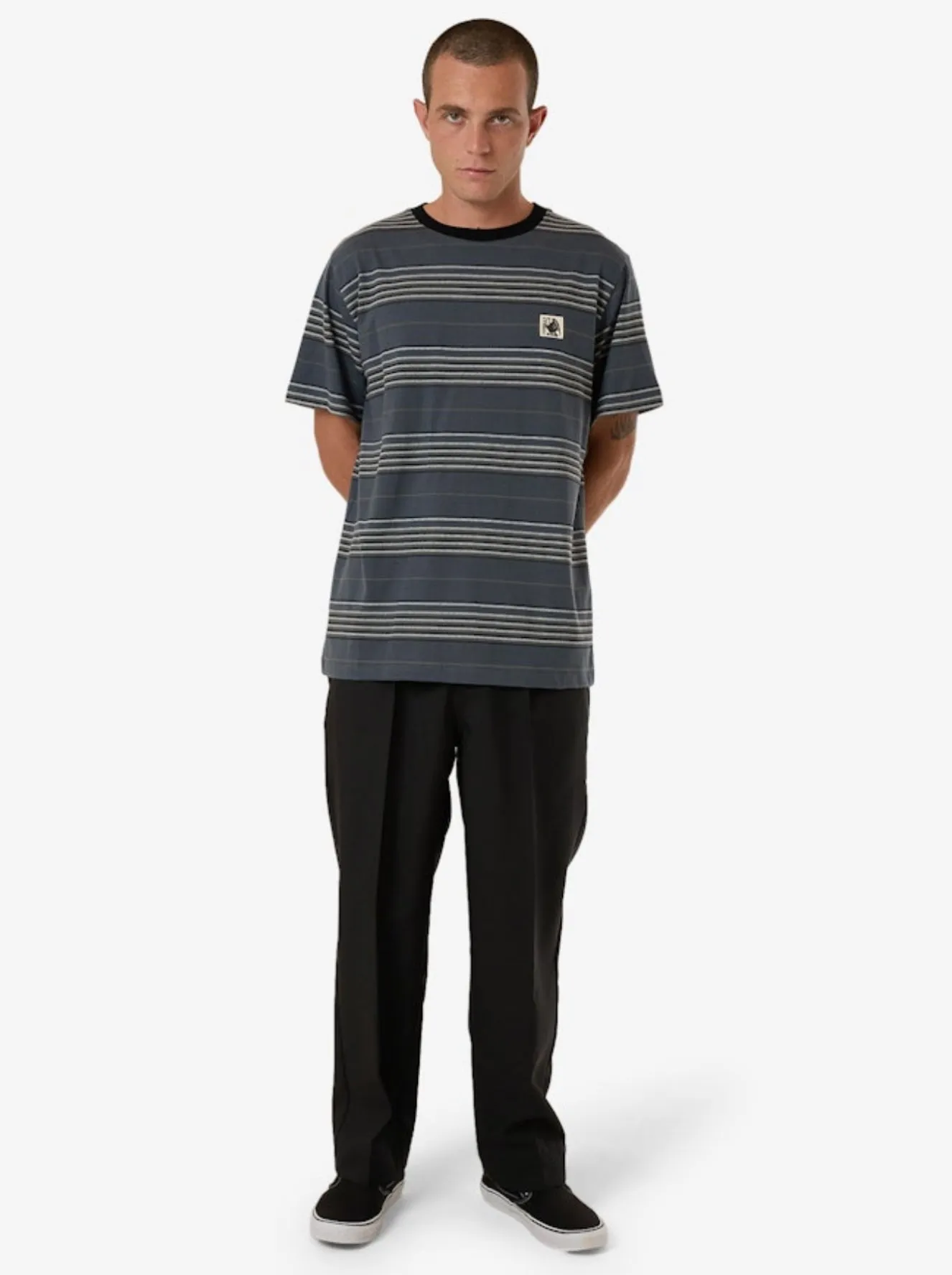 Thrills Heavy Times Stripe Merch Fit Tee Light Petrol