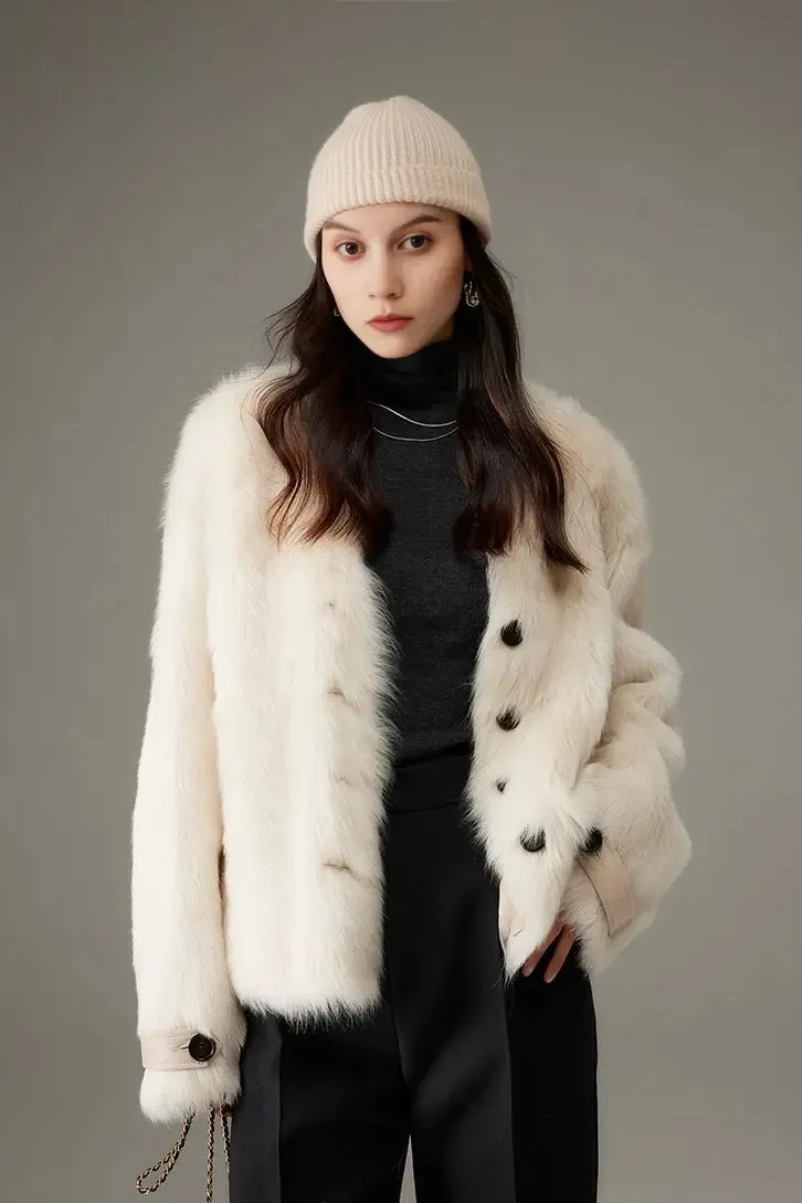 V-Neck Cropped Toscana Shearling sheepskin Jacket