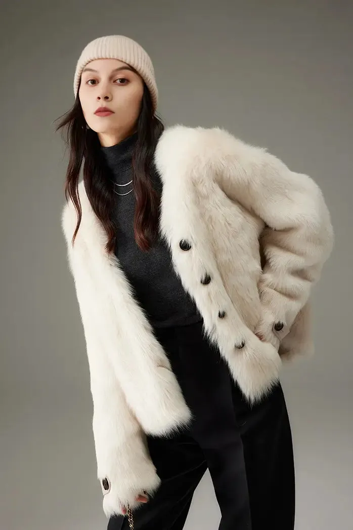 V-Neck Cropped Toscana Shearling sheepskin Jacket