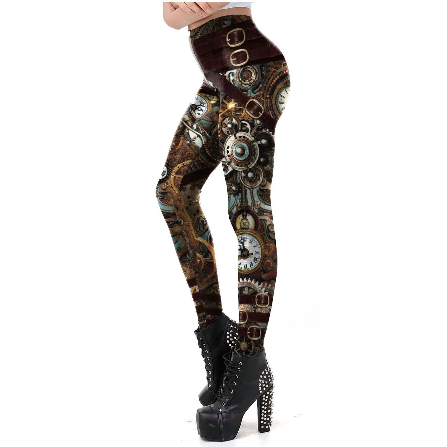 VIP Fashion Woman Gothic Leggings Sexy Steampunk Print Pants