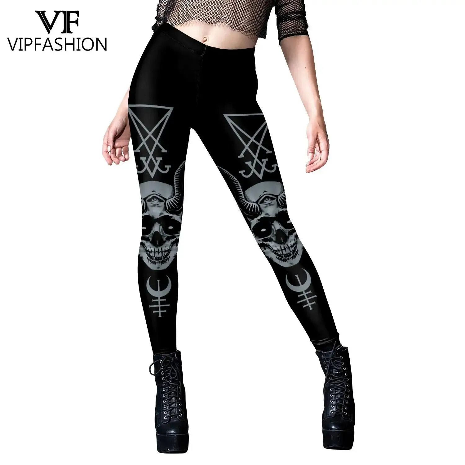 VIP Fashion Woman Gothic Leggings Sexy Steampunk Print Pants