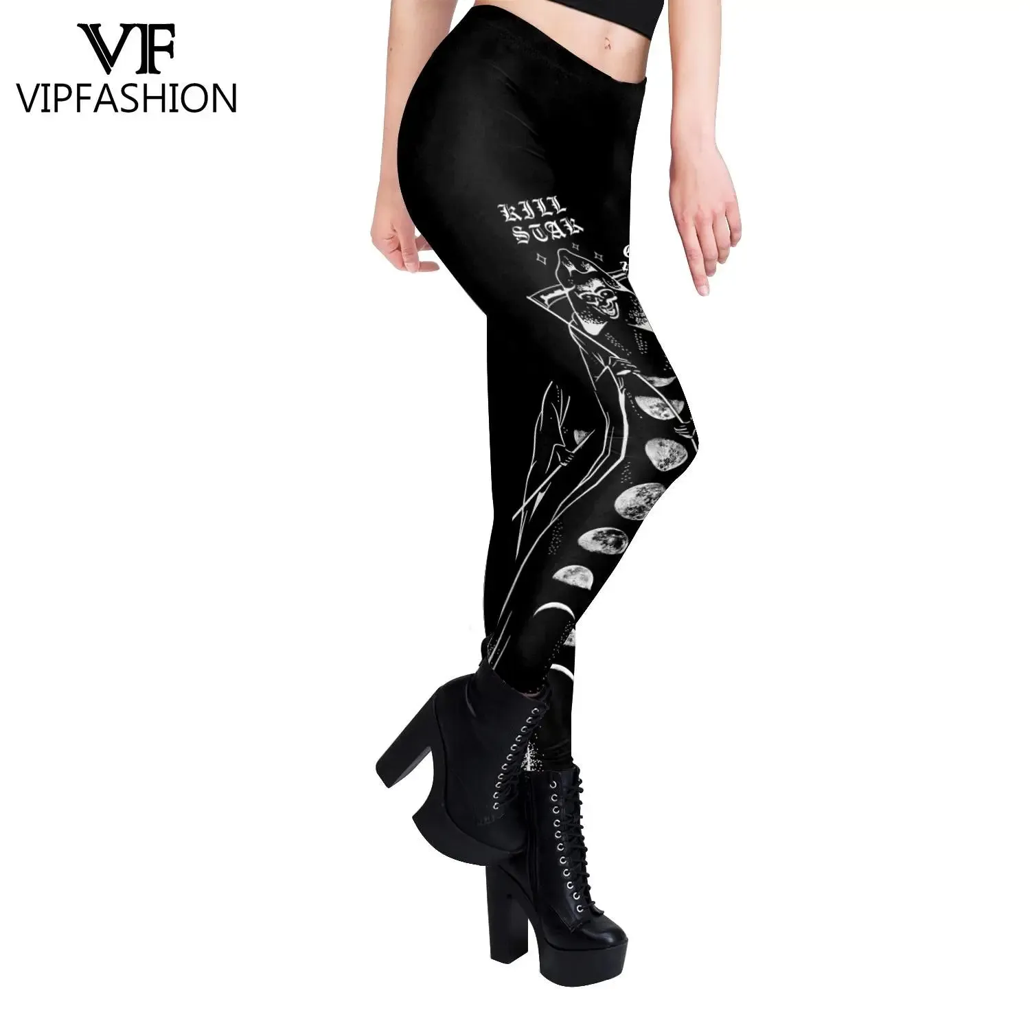 VIP Fashion Woman Gothic Leggings Sexy Steampunk Print Pants