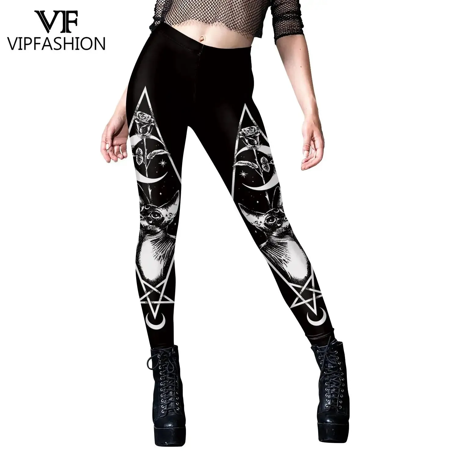 VIP Fashion Woman Gothic Leggings Sexy Steampunk Print Pants