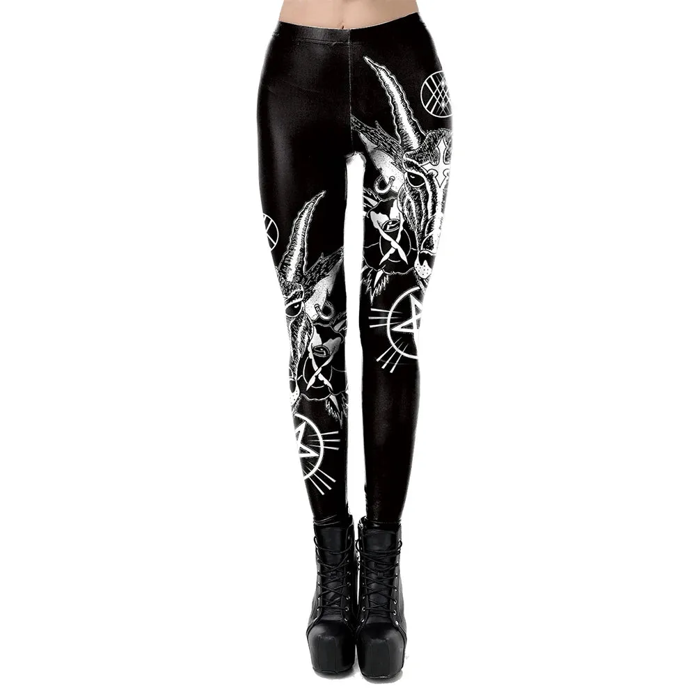 VIP Fashion Woman Gothic Leggings Sexy Steampunk Print Pants