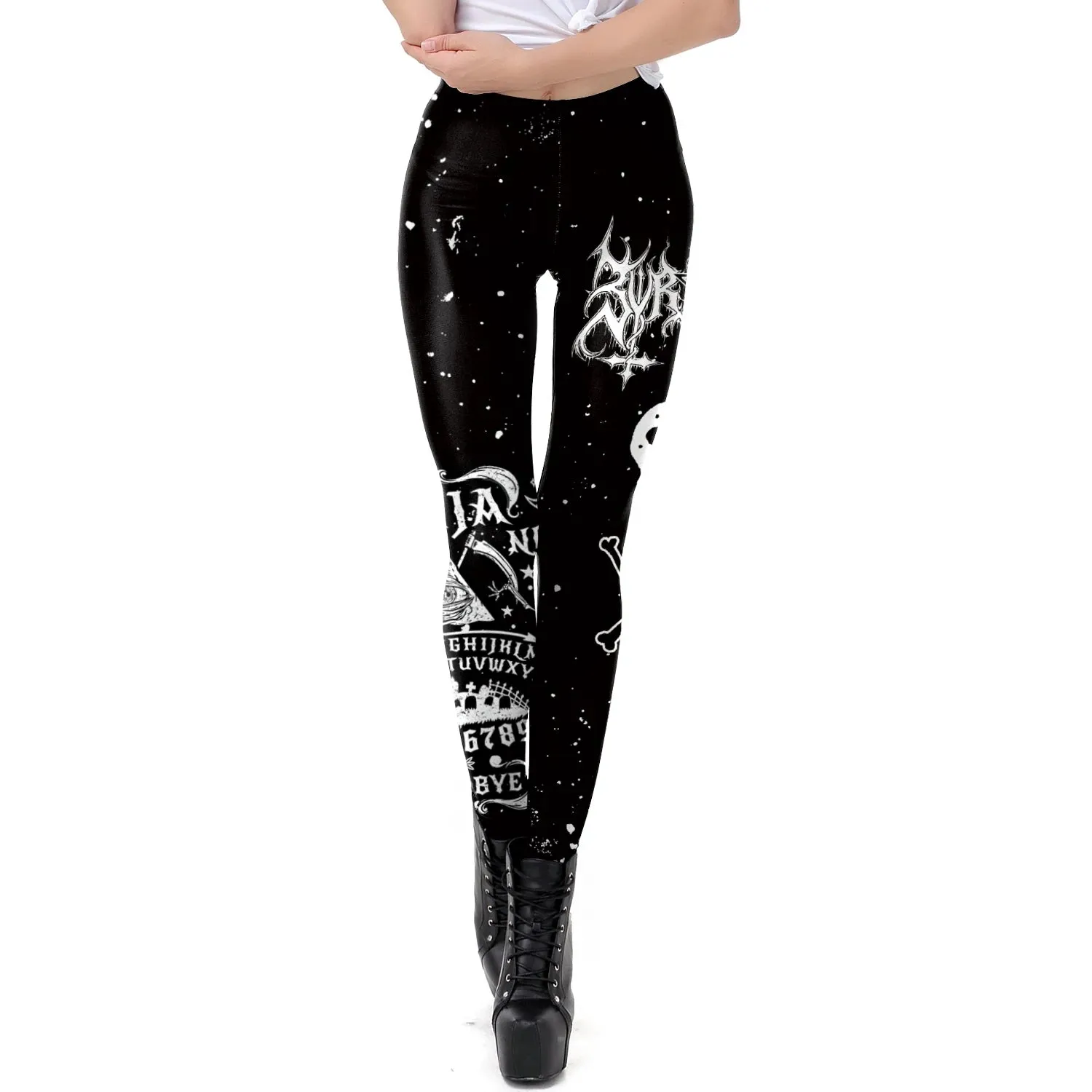 VIP Fashion Woman Gothic Leggings Sexy Steampunk Print Pants