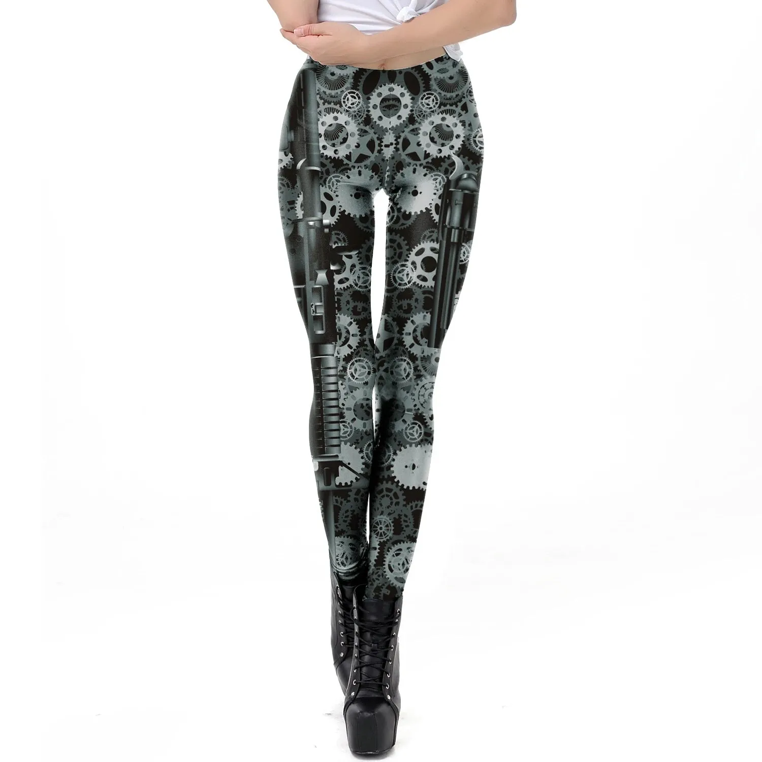 VIP Fashion Woman Gothic Leggings Sexy Steampunk Print Pants
