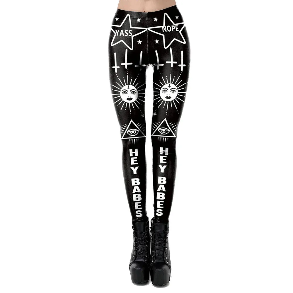 VIP Fashion Woman Gothic Leggings Sexy Steampunk Print Pants