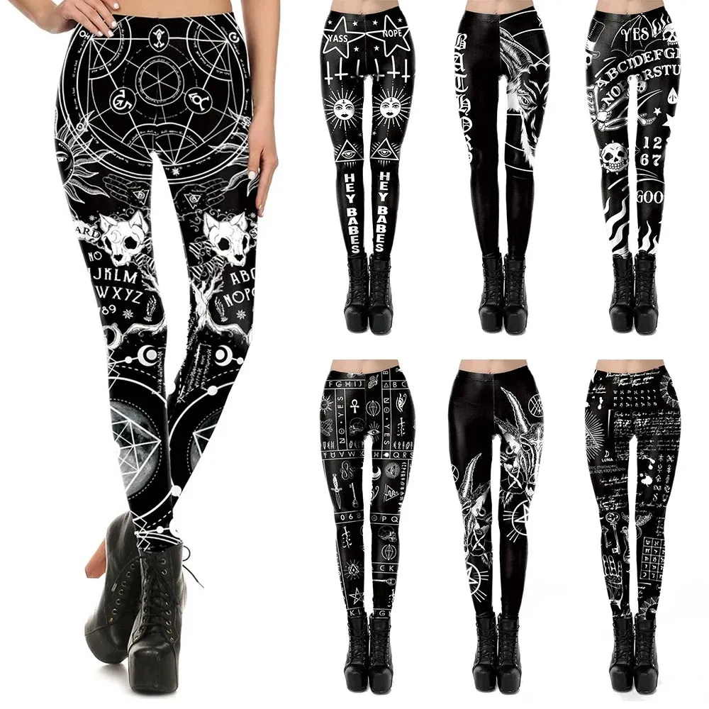 VIP Fashion Woman Gothic Leggings Sexy Steampunk Print Pants