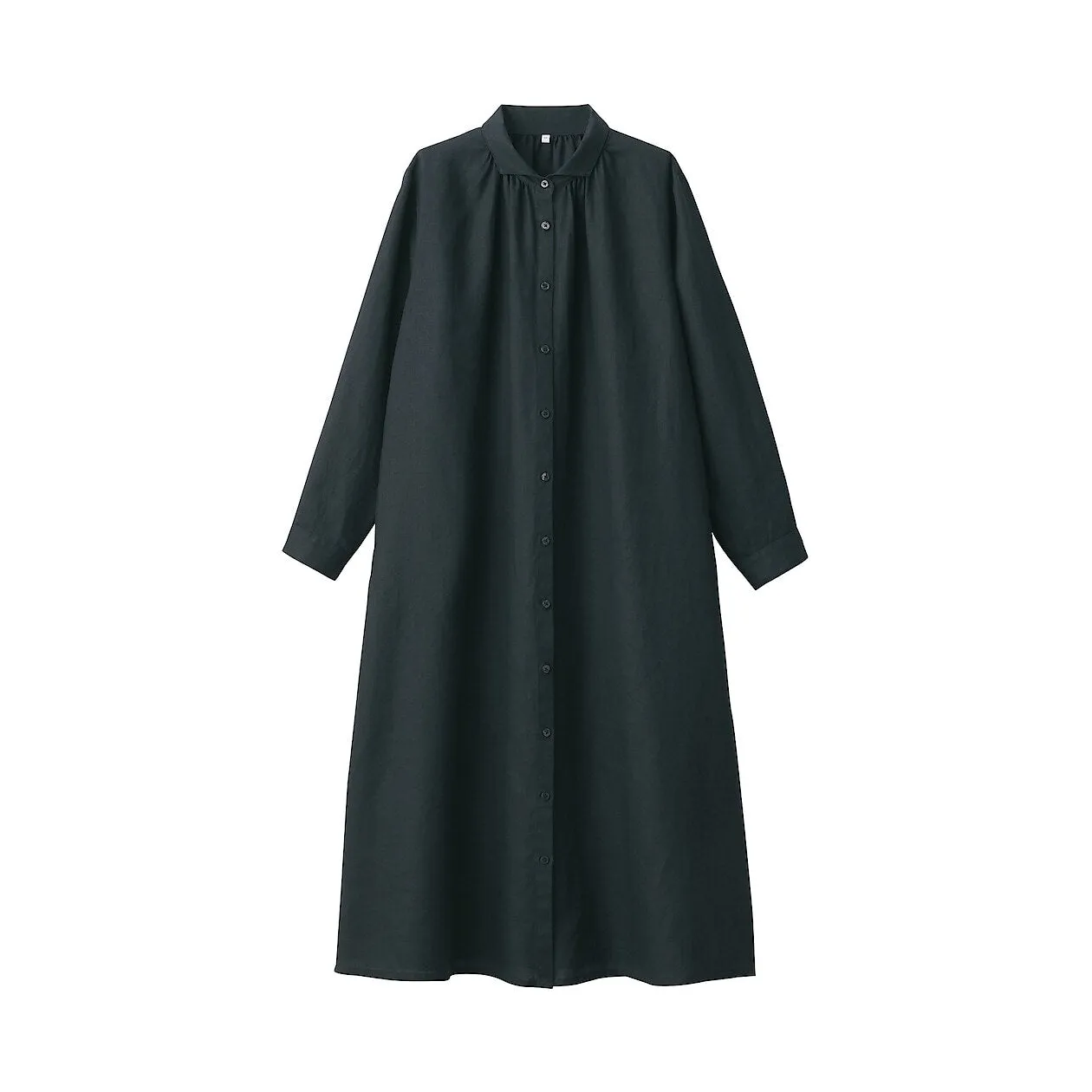Washed Linen Long Sleeve Shirt Dress