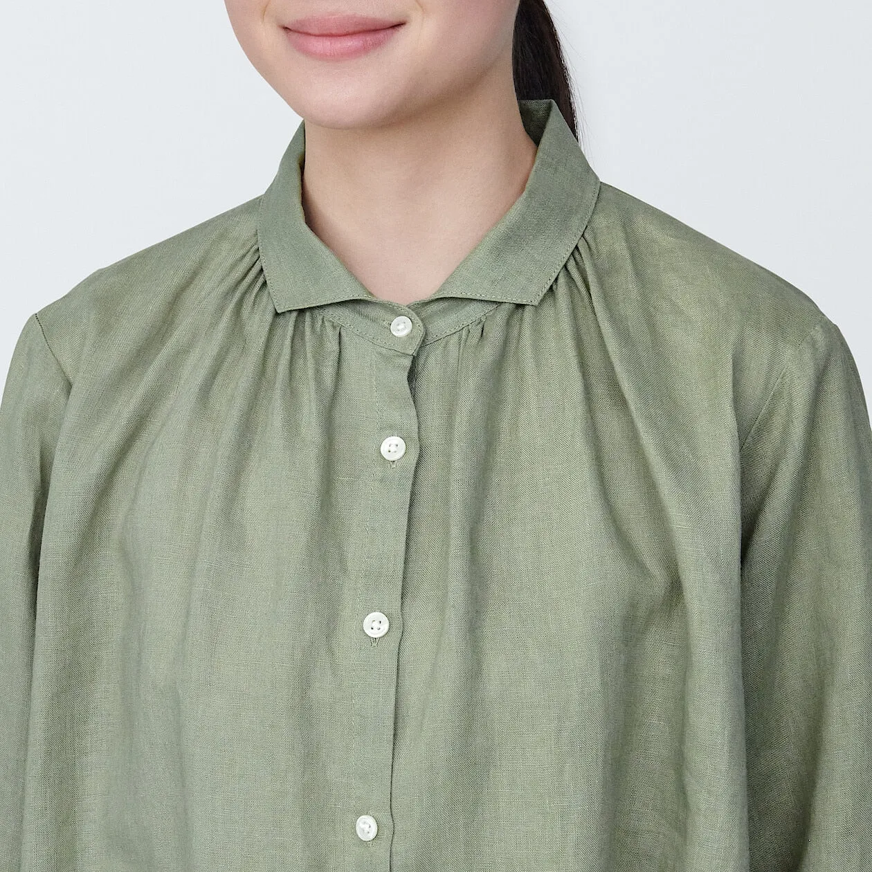 Washed Linen Long Sleeve Shirt Dress