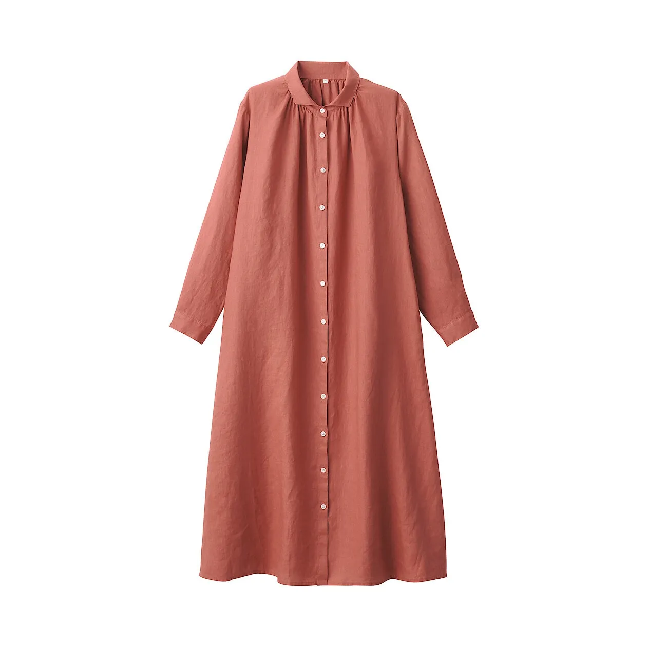 Washed Linen Long Sleeve Shirt Dress