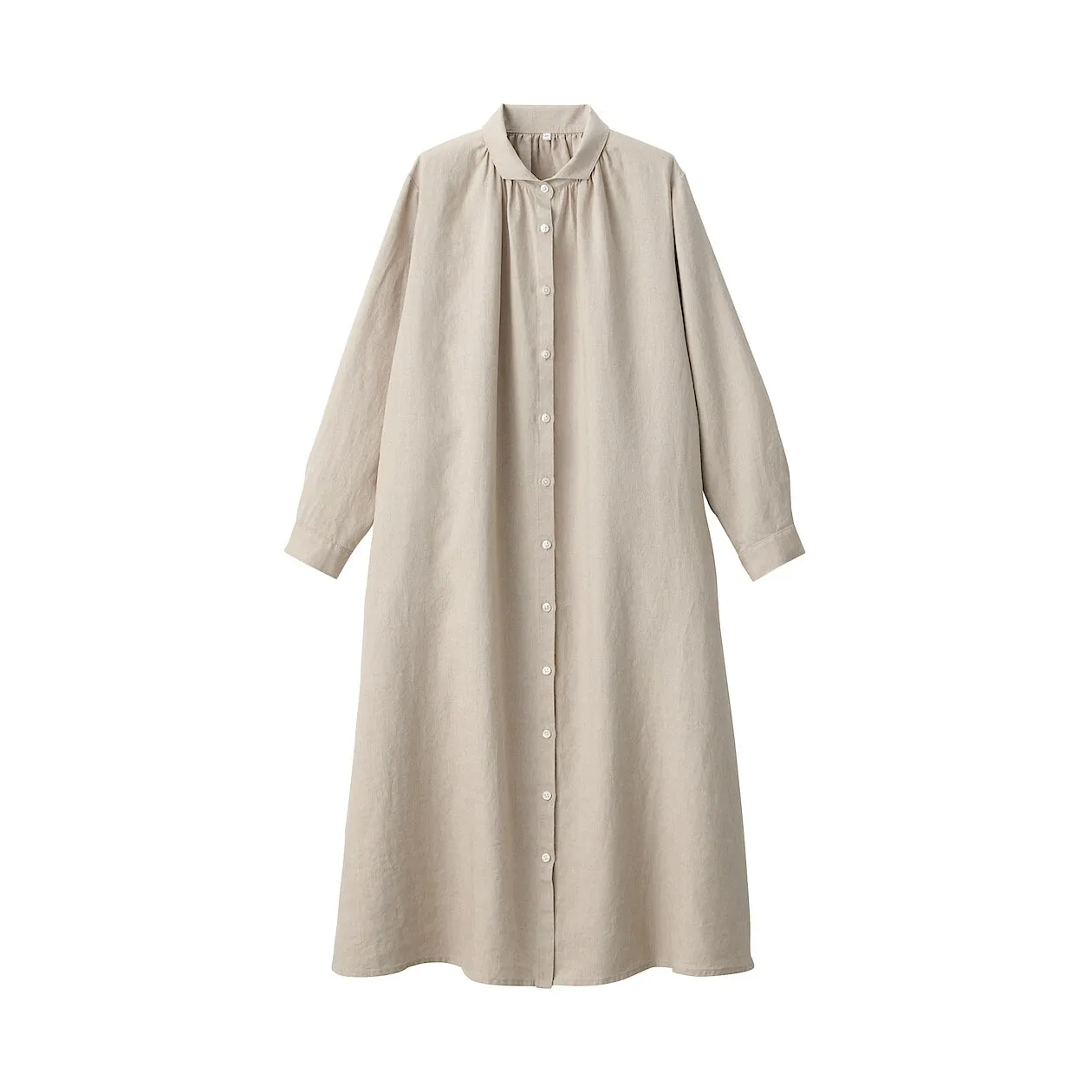 Washed Linen Long Sleeve Shirt Dress