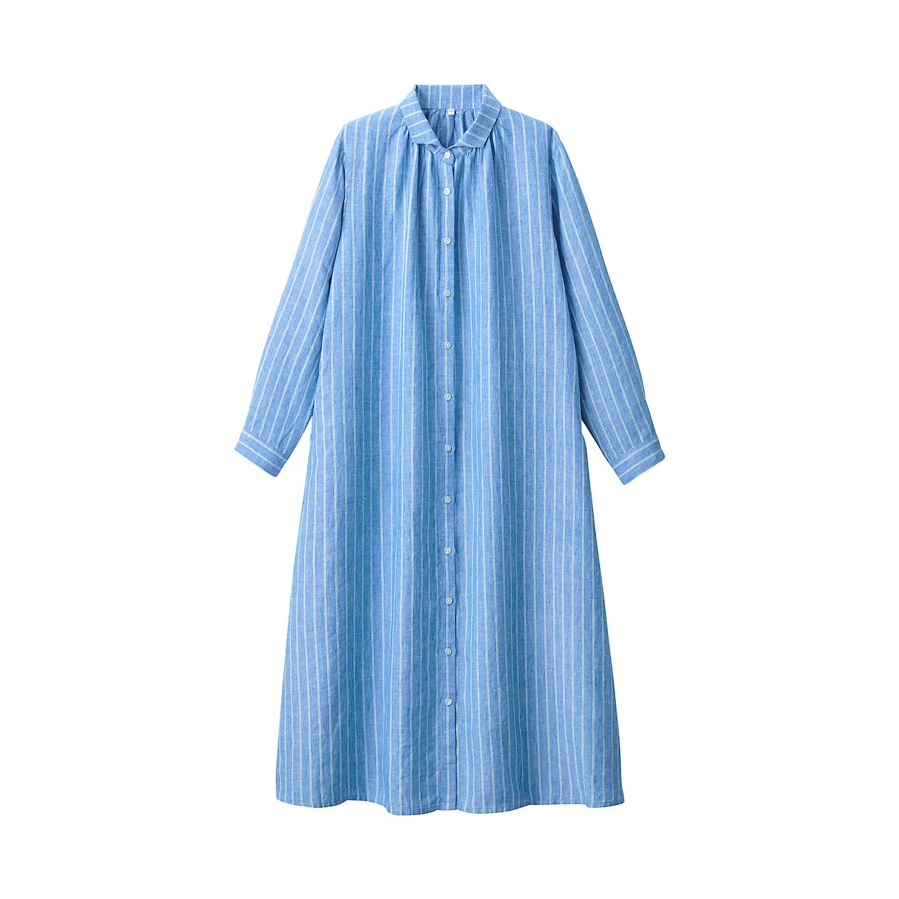 Washed Linen Long Sleeve Shirt Dress