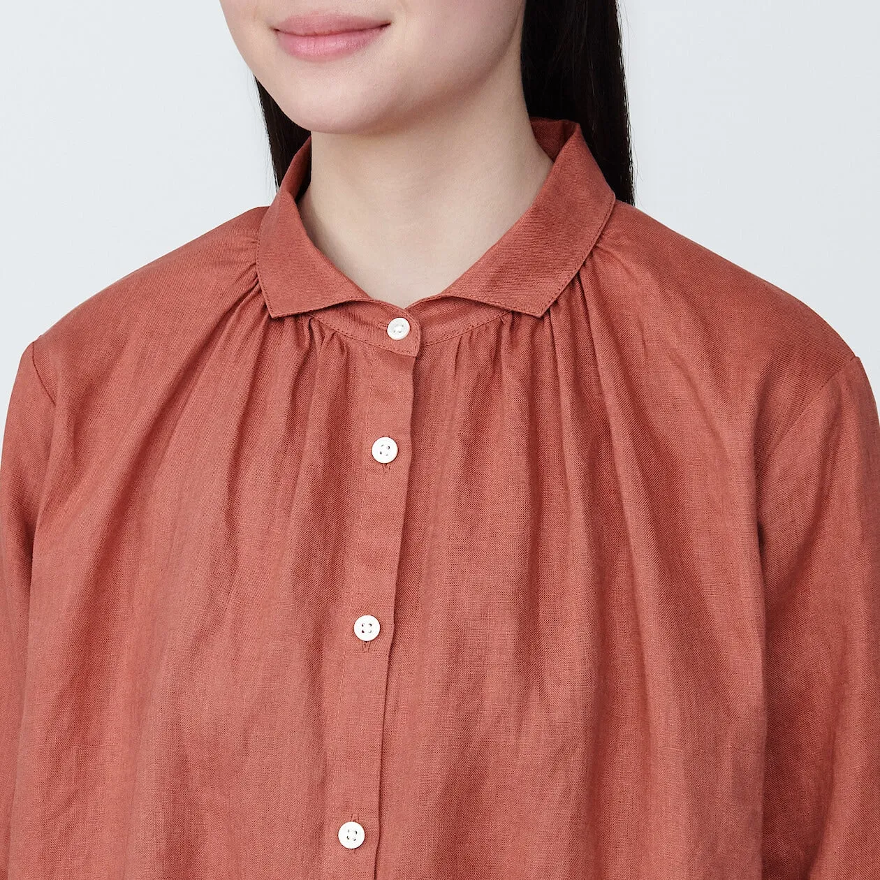 Washed Linen Long Sleeve Shirt Dress