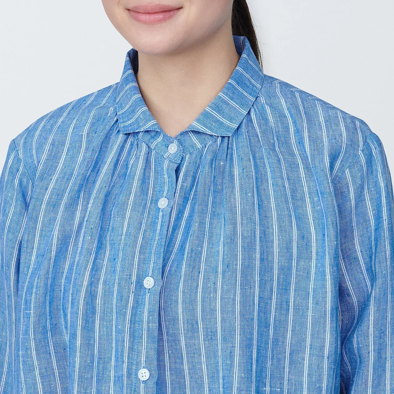 Washed Linen Long Sleeve Shirt Dress