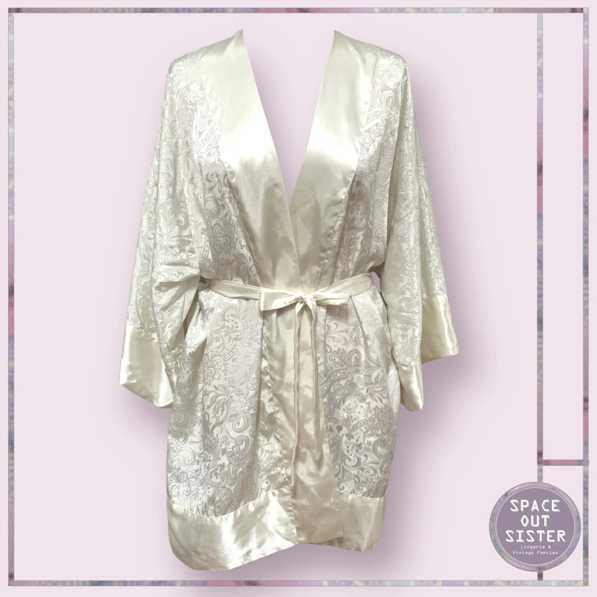 White Embossed Satin Robe
