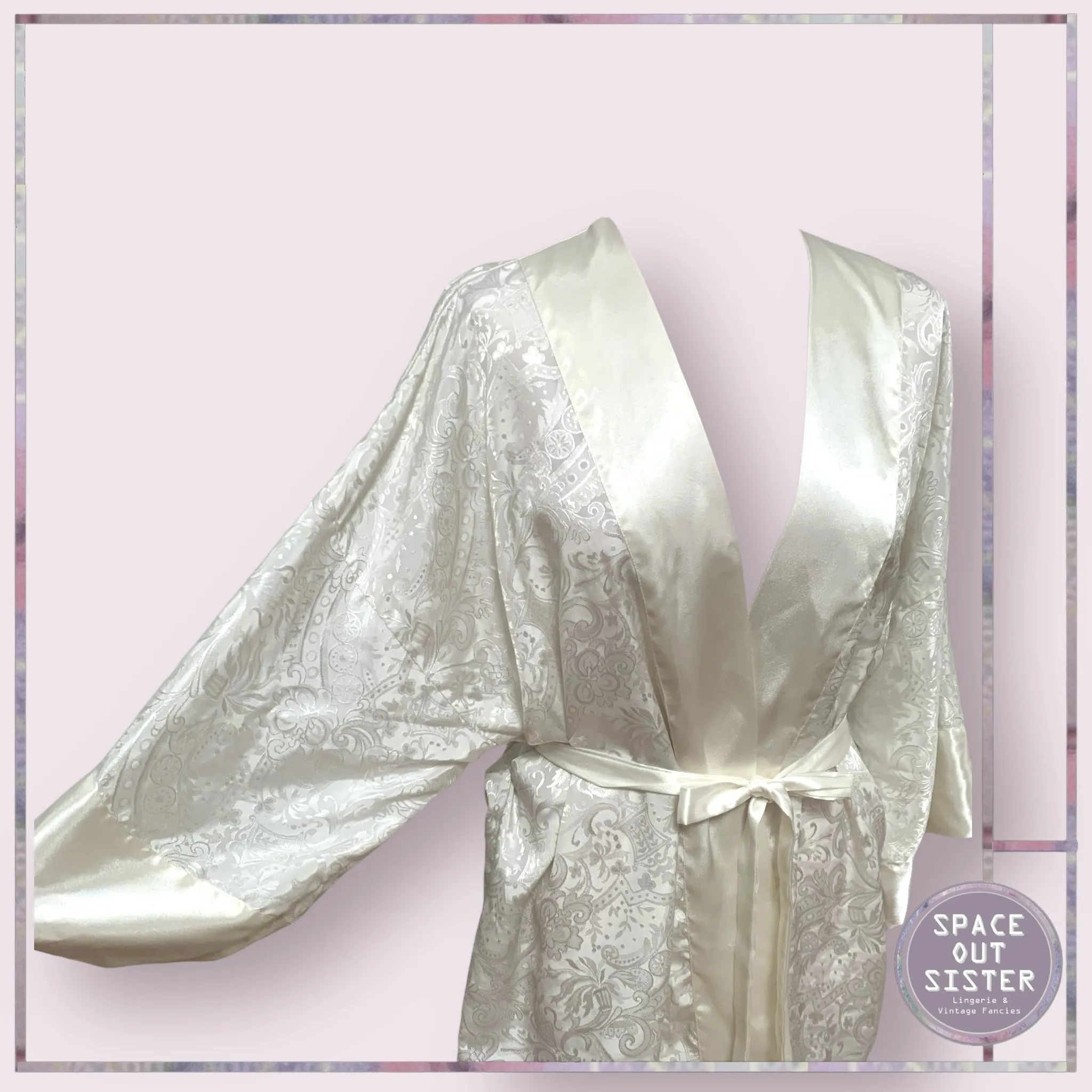 White Embossed Satin Robe