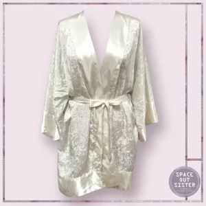 White Embossed Satin Robe