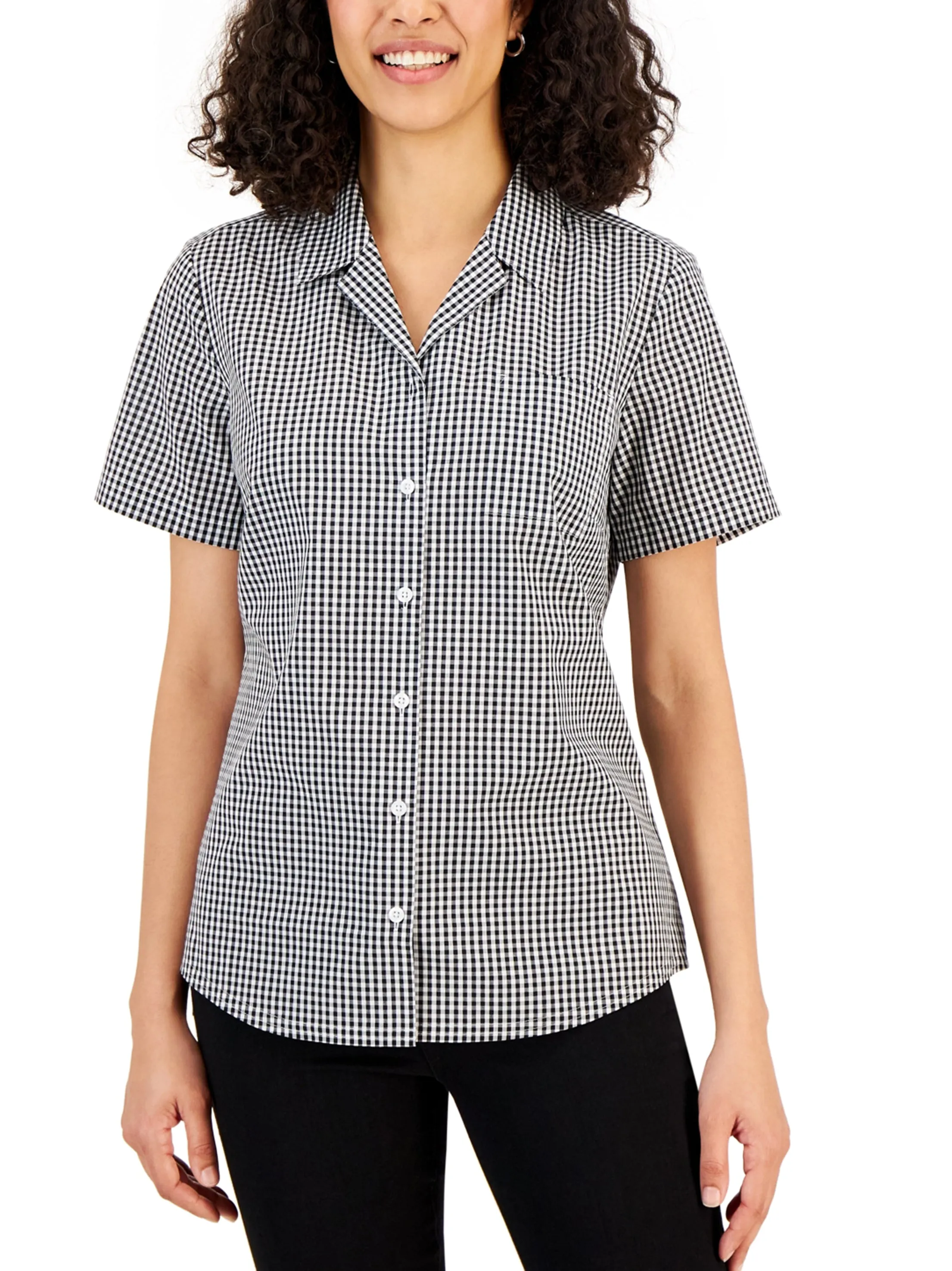 Women's Plaid Chemise,Black/White